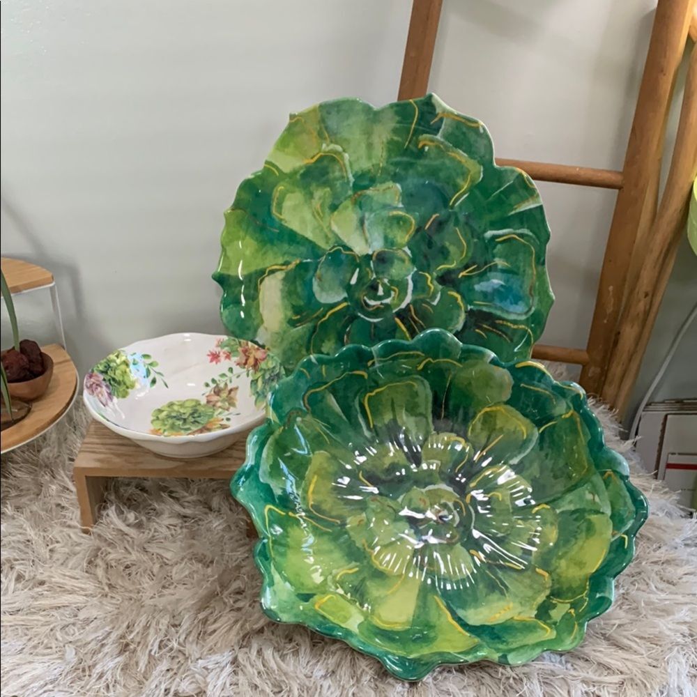 Pier 1‎ Imports Green Succulent Cactus
Melamine Serving Bowl, Tray & Small Bowl